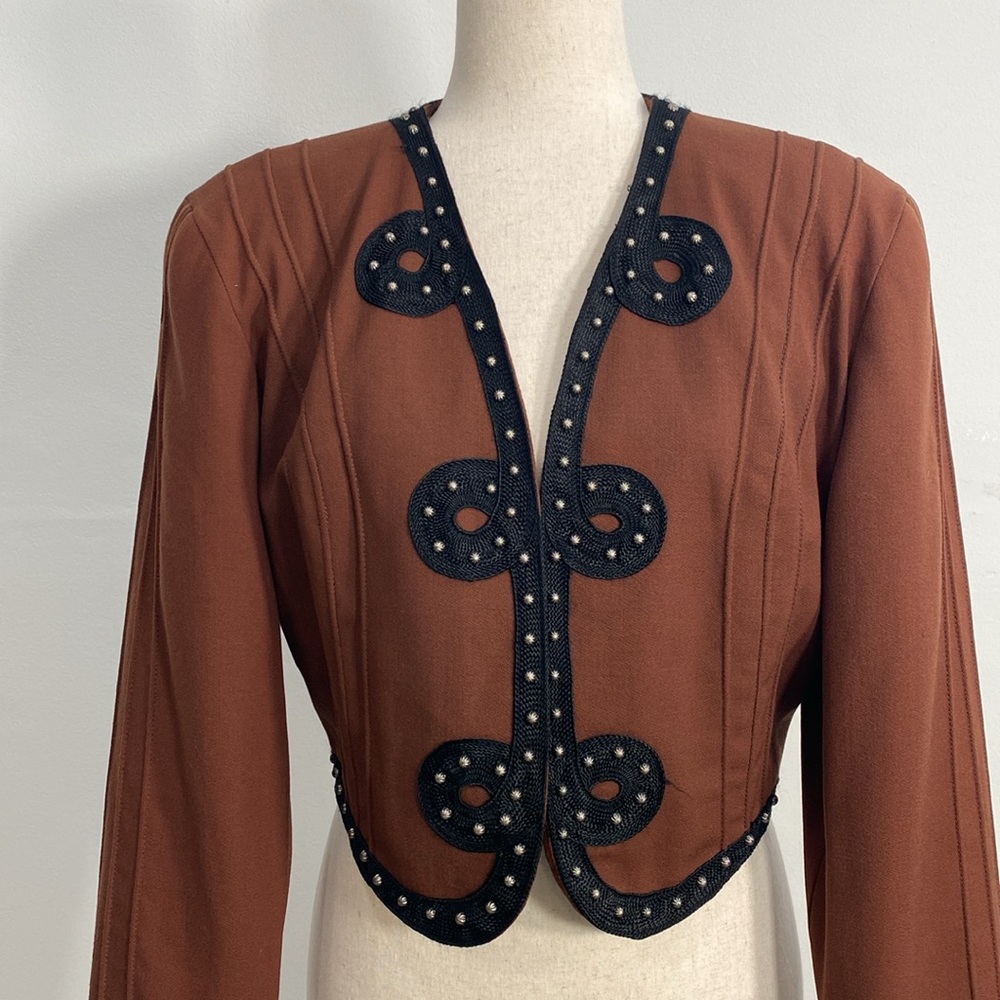 Double D Ranch Vintage Studded Jacket Western Embroidered Brown Medium - Picture 2 of 12